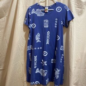 Woman’s Passion Fruit T-Shirt style Blue Fish Dress